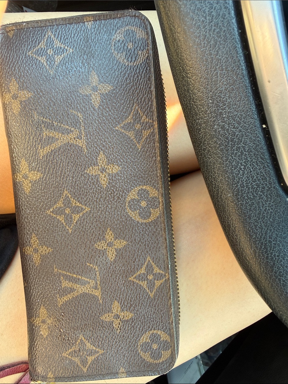 Louis Vuitton Monogram Canvas Zip Card Holder Wallet in Brown & Tan
